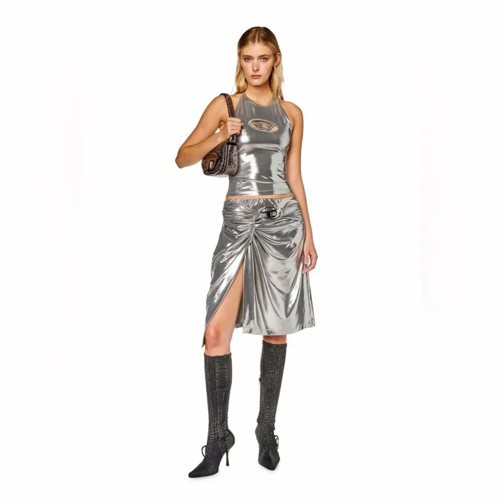 Diesel Shiny Gray High-Waisted Skirt M - Picture 2 of 10